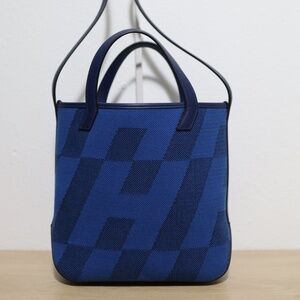 Hermes Limited Edition Color Blue Canvas Cabas H En Biais 27 Tote Bag